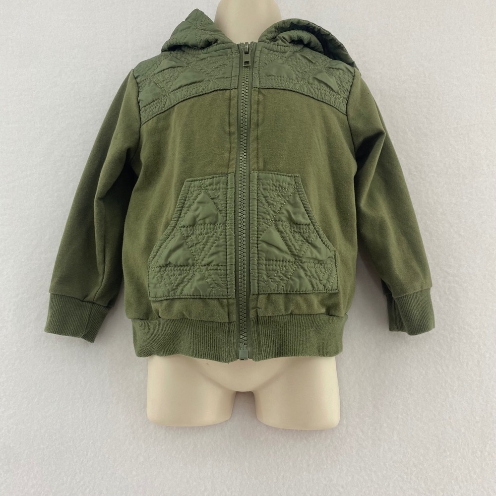 Tommy Bahama Toddler 24M Full Zip Hoodie‎ Quilted Olive Green Jacket